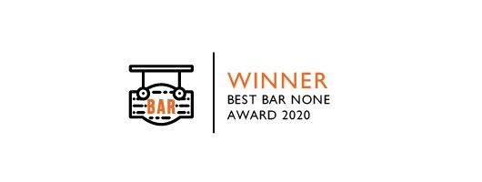 Infographic with text saying 'Best Bar None Award 2020'